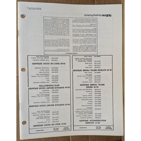 NUTONE SERVICE MANUAL FOR MODEL IM-406 CENTRALIZED RADIO INTERCOM SYSTEM - Picture 4 of 13
